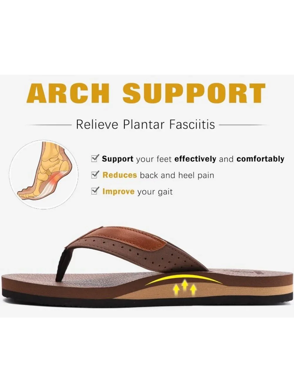 Men's Reddish Brown Yoga Mat Flip Flops Slip On Indoor Outdoor Sandal Slipper